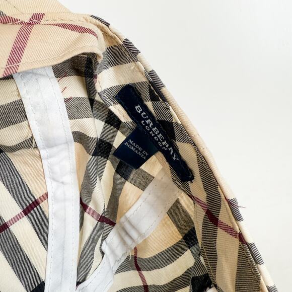 Burberry London 100% Cotton Novacheck Baseball Cap Hat Beige Plaid - Picture 10 of 11